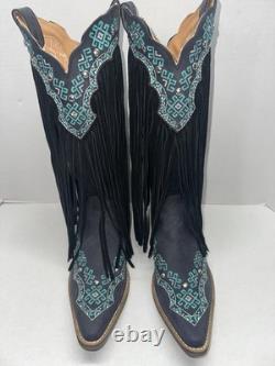 Dingo Tequila Fringe Southwest Sunrise Snip Toe Womens Black Casual Boot 11 M