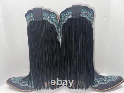 Dingo Tequila Fringe Southwest Sunrise Snip Toe Womens Black Casual Boot 11 M