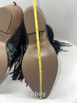 Dingo Tequila Fringe Southwest Sunrise Snip Toe Womens Black Casual Boot 11 M