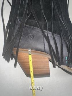 Dingo Tequila Fringe Southwest Sunrise Snip Toe Womens Black Casual Boot 11 M