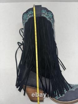 Dingo Tequila Fringe Southwest Sunrise Snip Toe Womens Black Casual Boot 11 M