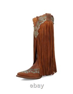 Dingo Western Boots Womens Tequila Sunrise Fringe Suede Leather DI2225