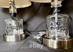 Don Julio 70 Tequila Bottle Lamp Set Upcycled Crystal Ball Accent