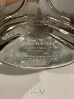 Don Julio REAL Tequila Anejo Empty Decanter Bottle with Metal Leaves and Stopper