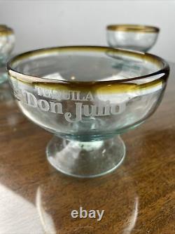Don Julio Tequila Margarita Cocktail Glass Amber Rim Hand Blown Set of 6 Glasses