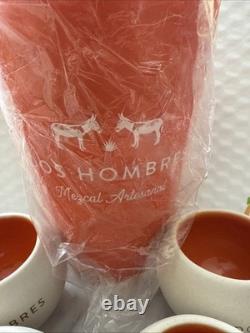 Dos Hombres tequila 4 Ceramic shot glass set Pitcher Mule Donkey Strainer Shots