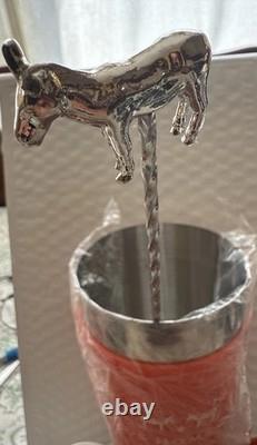 Dos Hombres tequila 4 Ceramic shot glass set Pitcher Mule Donkey Strainer Shots