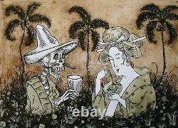 EDUARDO ABELA Cuban Artist Original Hand Signed Limited Edition Etching Tequila