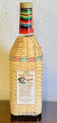 EXTREMELY RARE Vintage 1965 PÉPE LOPEZ Tequila Bottle Straw Cover Mexico Import