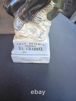 El Charro Gran Reserva Tequila Set with6 Gls 18k Gold Trim Empty In Wood Case