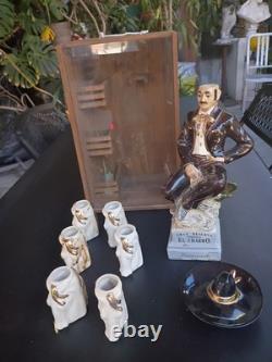 El Charro Gran Reserva Tequila Set with6 Gls 18k Gold Trim Empty In Wood Case