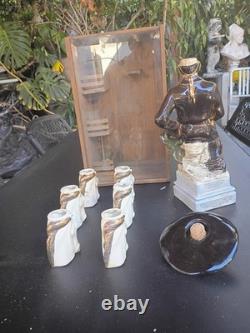 El Charro Gran Reserva Tequila Set with6 Gls 18k Gold Trim Empty In Wood Case