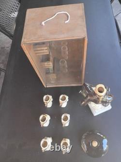 El Charro Gran Reserva Tequila Set with6 Gls 18k Gold Trim Empty In Wood Case