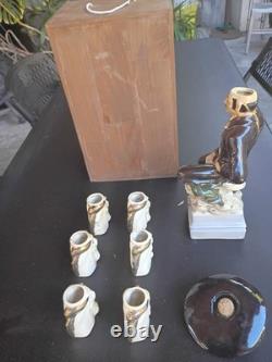 El Charro Gran Reserva Tequila Set with6 Gls 18k Gold Trim Empty In Wood Case