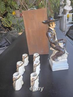 El Charro Gran Reserva Tequila Set with6 Gls 18k Gold Trim Empty In Wood Case