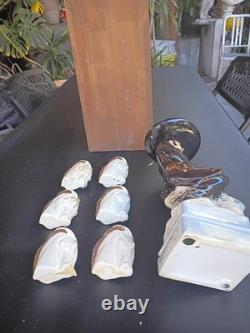 El Charro Gran Reserva Tequila Set with6 Gls 18k Gold Trim Empty In Wood Case