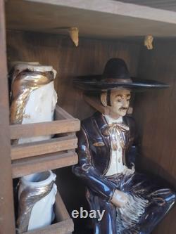 El Charro Gran Reserva Tequila Set with6 Gls 18k Gold Trim Empty In Wood Case