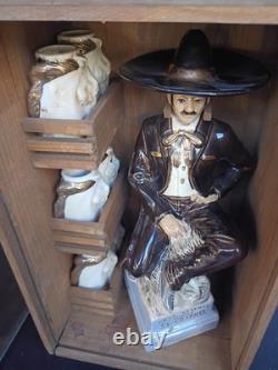 El Charro Gran Reserva Tequila Set with6 Gls 18k Gold Trim Empty In Wood Case