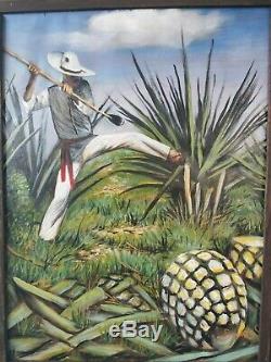 El Jimador Agave Farmer for mezcal sotol tequila Oil on Canvas Palomares PM58