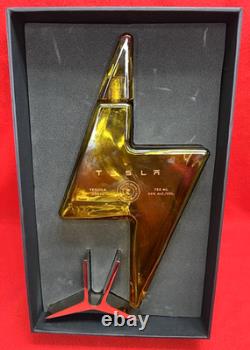 Empty 750 ml Tesla Tequila LIghtning Bottle With Stand, Box and Instructions