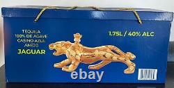 Empty GOLD JAGUAR Tequila Bottle De Agave Casino Azul Anejo 20 X 9 X 6