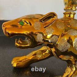 Empty GOLD JAGUAR Tequila Bottle De Agave Casino Azul Anejo 20 X 9 X 6