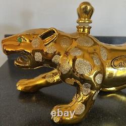 Empty GOLD JAGUAR Tequila Bottle De Agave Casino Azul Anejo 20 X 9 X 6