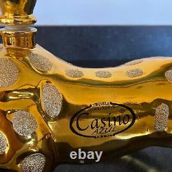Empty GOLD JAGUAR Tequila Bottle De Agave Casino Azul Anejo 20 X 9 X 6