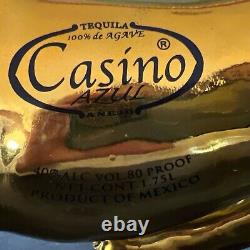 Empty GOLD JAGUAR Tequila Bottle De Agave Casino Azul Anejo 20 X 9 X 6