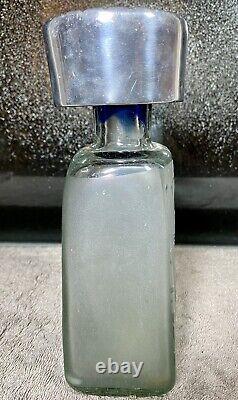 Empty Tequila Liquor Bottle Pewter Lid Engraved Sea Turtle Cancun Mexico 7.5H