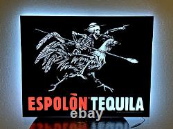 Espolon Tequila Led Bar Sign Man Cave Garae Decor Chicken Skull Lighted Sign New