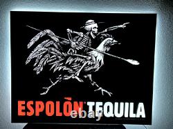 Espolon Tequila Led Bar Sign Man Cave Garae Decor Chicken Skull Lighted Sign New