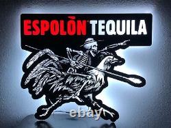 Espolon Tequila Led Bar Sign Man Cave Garage Decor Light Skeleton Chicken Sign