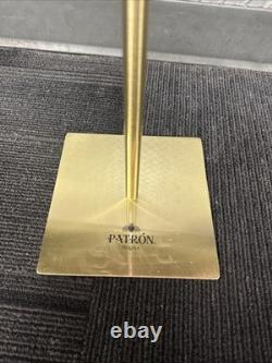 Exclusive Patron Tequila Metal Bottle Display Stand Gold 28 tall New In Box