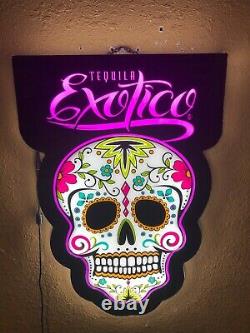 Exotico Tequila Led Sign Man Cave Garage Decor Light Sugar Skull Color Changing