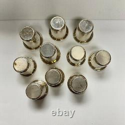 F937 Vintage Sterling Silver Carved Agave Mexican Tequila Shot Glass Set of 10