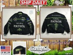 Genuine PATRON TEQUILA Silver Racing Big Spellout Men Varsity Jacket JH 2XL XXL