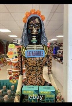 Giant Catrina Cazadorez Tequila display 7' Tall Day Of The Dead Sugar Skull