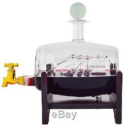 Glass Whiskey Dispenser Bourbon Barrel Decanter Liquor Vodka Scotch Tequila Wine