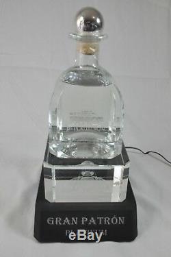 Gran Patron Platinum Tequila Light Up Laser Etched Crystal Back Bar Pedestal
