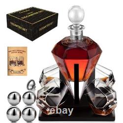 HEAVY DUTY Diamond Whiskey Decanter Sets with ChillBall & Tray WE SHIP OVERSEAS