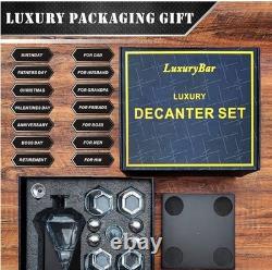 HEAVY DUTY Diamond Whiskey Decanter Sets with ChillBall & Tray WE SHIP OVERSEAS