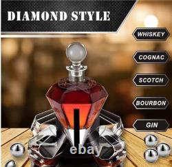 HEAVY DUTY Diamond Whiskey Decanter Sets with ChillBall & Tray WE SHIP OVERSEAS