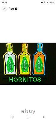 HORNITOS AGAVE TEQUILA LED BAR SIGN LIGHTED 24x24 neon type rare 3 bottles pub