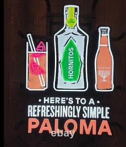 HORNITOS TEQUILA PALOMA LED BAR SIGN MAN CAVE GARAGE DECOR LIGHT NEW 17x16