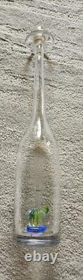 Hand Blown Clear Glass Empty Tequila Bottle Tres Cuatroy Cinco Glass Cactus