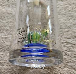 Hand Blown Clear Glass Empty Tequila Bottle Tres Cuatroy Cinco Glass Cactus