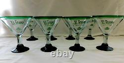 Hand Blown El Tesoro de Don Felipe 100% Blue Agave Tequila 8 Martini Glasses 2s5
