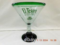 Hand Blown El Tesoro de Don Felipe 100% Blue Agave Tequila 8 Martini Glasses 2s5