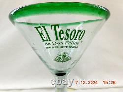 Hand Blown El Tesoro de Don Felipe 100% Blue Agave Tequila 8 Martini Glasses 2s5